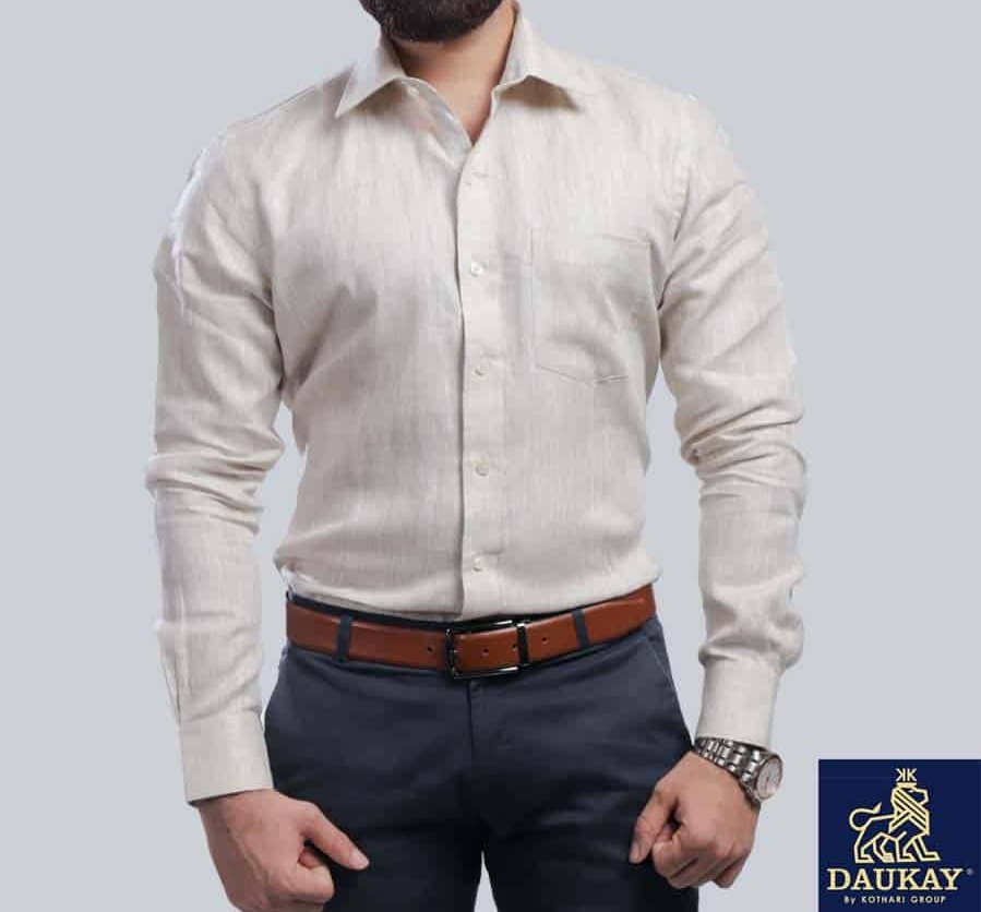 Light Brown Linen Shirt | Daukay - A Kothari Brand